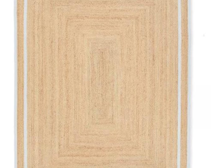 9x12 Ft White Double Border Jute Rug