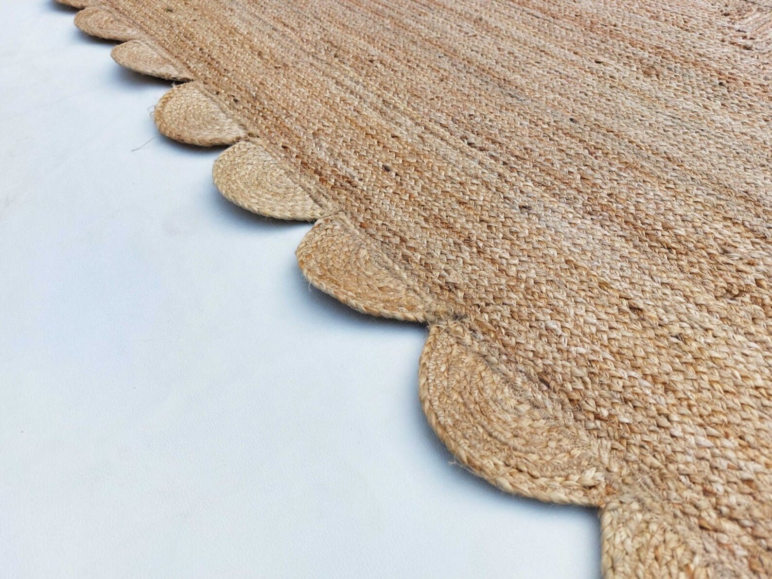 Jute Rug Scallop Natural Jute Scalloped Rug Jute Rug Etsy