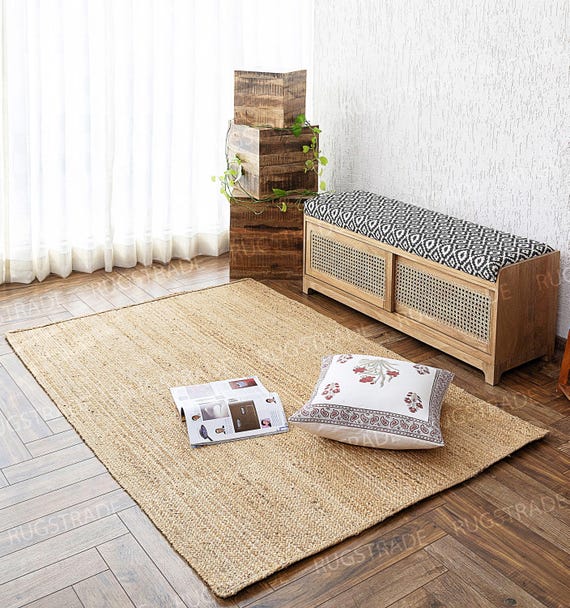 Natural Jute Rug- Large Area Rug, Bohemian Rug, Jute runner Rug, Jute Rug Square, Jute Rug Rectangular, Jute Rug Large, Boho Rug, Custom Rug