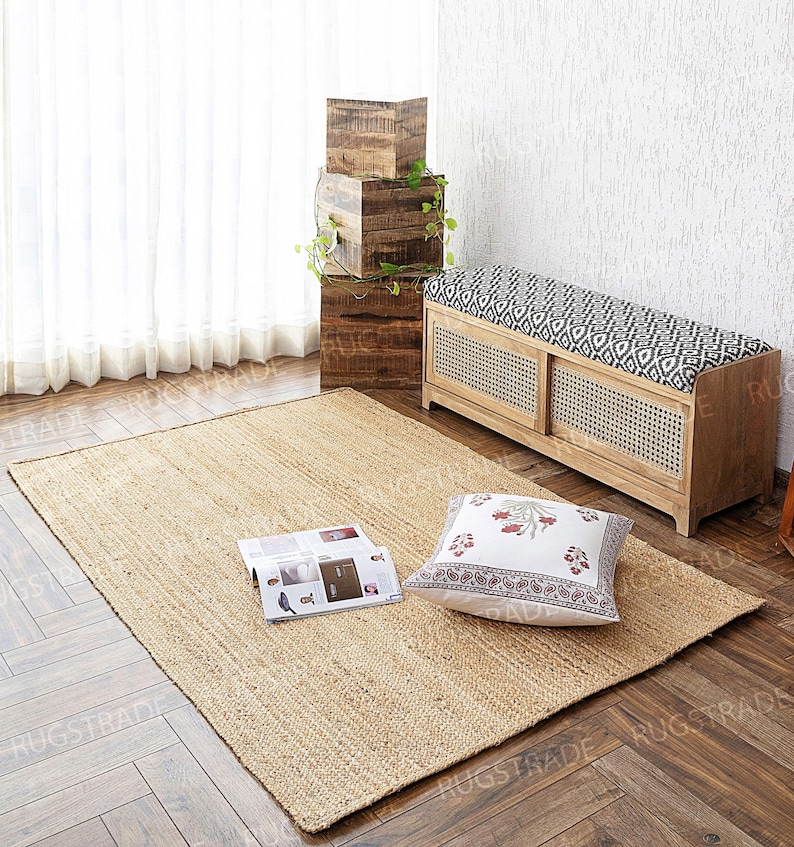 Natural Jute Rug- Large Area Rug, Bohemian Rug, Jute runner Rug, Jute Rug Square, Jute Rug Rectangular, Jute Rug Large, Boho Rug, Custom Rug image 1