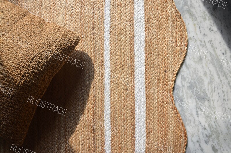 Jute Rug Scalloped Rug Jute Scalloped Rug Bohemian Scallop Etsy