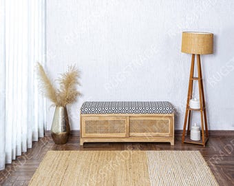 Natural Jute Rug - Handmade Rug, White & Natural Jute Rug, Area Jute Rug, Bohemian Rug, Beige Color Jute Rug, Rectangular Rug, Custom Rug