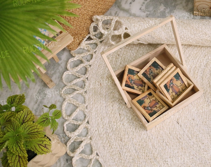 White Braided Jute Round Rug Natural Fiber Rug Handmade Rug Turkish Rug Hemp Rug Round Rug Eco Friendly Rug Large Boho Area Rug rustic