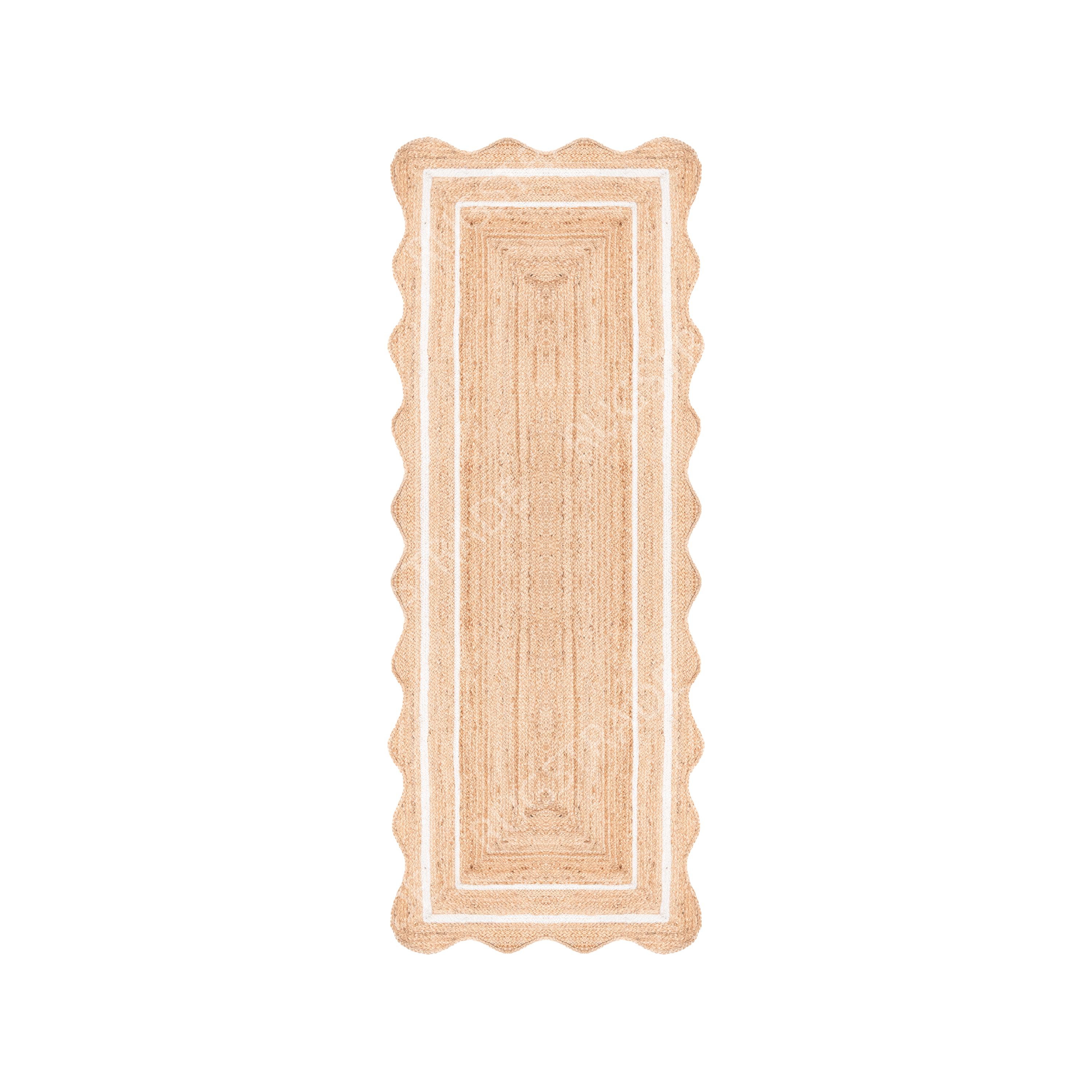 Jute Runner Rug - Scalloped Runner Rug, Bohemian Scallop Rug, Natural Jute Rug, Scalloped Jute Rug, Jute Scallop Rug Sisal Runner Custom Rug