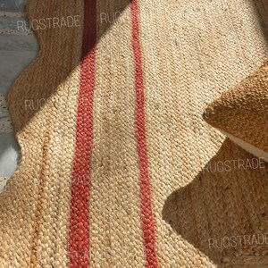 Scalloped Jute Rug Rustic Red Wave Edge Jute Rug Jute - Etsy