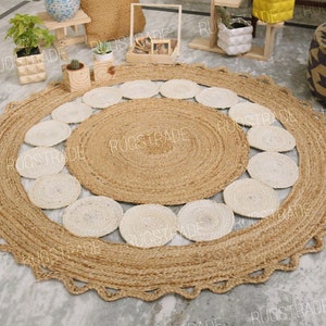Round Rug - Round Jute Rug, Bohemian Round Rug, Natural Jute Rug, Handmade Natural Jute Rug, Circle Rug, Home Decor Round Rug, Custom Rug