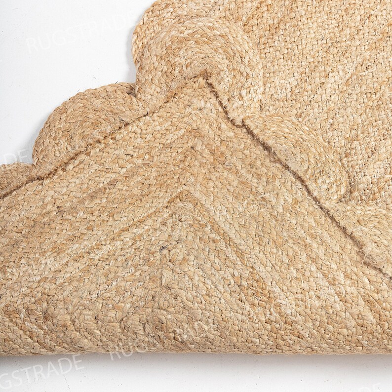 Runner Rug - Scalloped Runner Rug, Jute Runner Rug, Bohemian Scallop Rug, Natural Jute Rug, Scalloped Jute Rug, Jute Scallop Rug, Custom Rug image 5