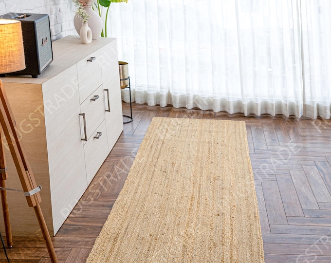 Jute Runner Rug - Natural Jute Runner Rug, Indian Handwoven Jute Rug, Custom Size Rug For Hallway Entry Wat Kitchen Laundry, Boho Decor Rug