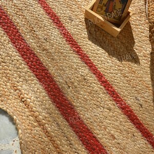 Scalloped Jute Rug Rustic Red Wave Edge Jute Rug Jute - Etsy