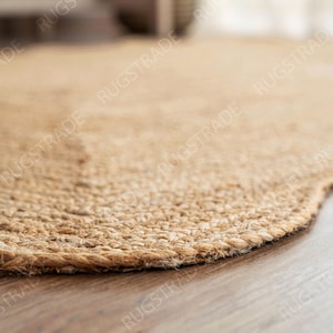 Scalloped Jute Rug- Jute Rug, Runner Rug, Door Mat, Handcrafted Rug, Stair Runner, Rattan Rugs, Rugs Gift, Christmas Door, Custom Rugs image 5