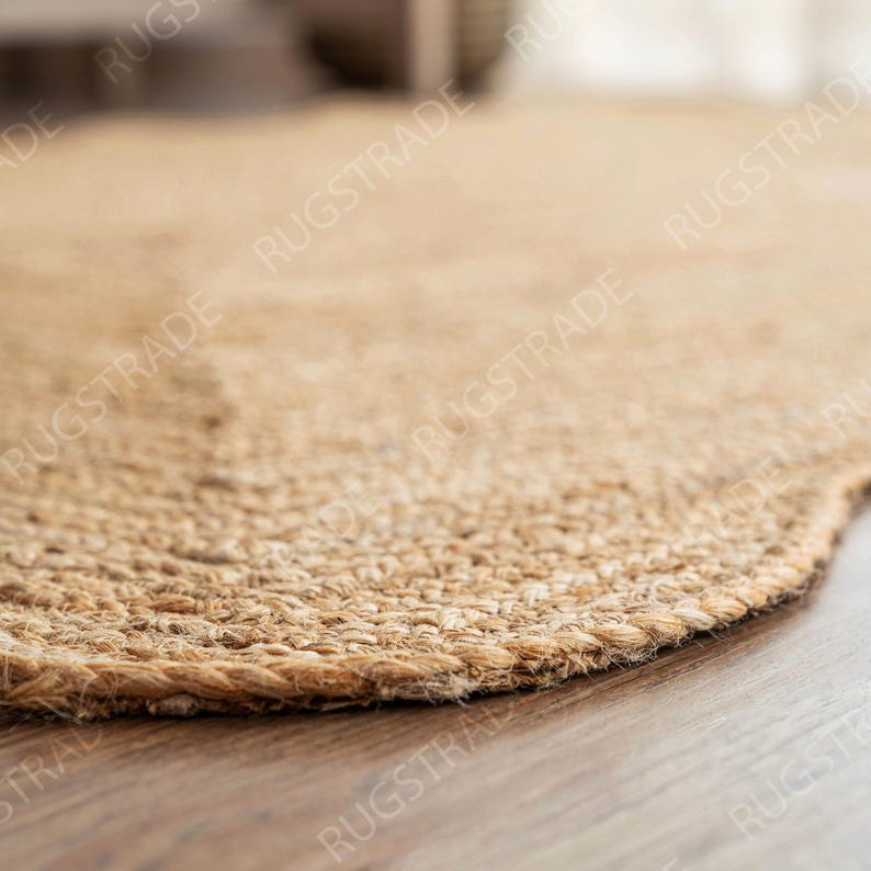 Scalloped Jute Rug- Jute Rug, Runner Rug, Door Mat, Handcrafted Rug, Stair Runner, Rattan Rugs, Rugs Gift, Christmas Door, Custom Rugs image 5