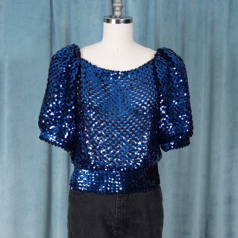 BLUE PARADISE SEQUIN TOP