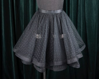 Designer Vintage 1980s Bill Blass Polka Dot Layered Tulle Skirt from the Estate of Nina Griscom