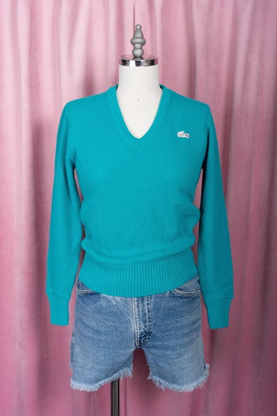 RARE 1960s Haymaker LACOSTE Soft Teal V-Neck Sweat