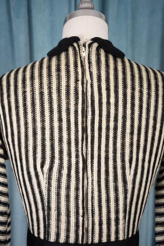 1950s Algo Original Black and Ivory Striped Wool … - image 5