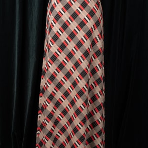 1970s Stretchy Diagonal Plaid Maxi Skirt with Elastic Waist immagine 5