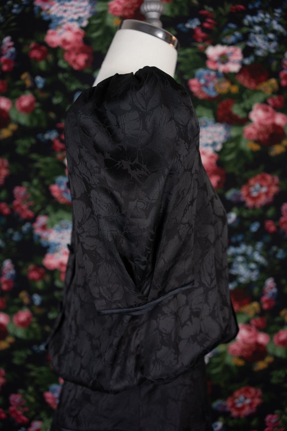 Vintage 1980s Flora Kung Black on Black Silk Flor… - image 2