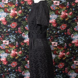 1960s Floral Print Jacquard Black Square Neck Day Dress by The Jones Girl image 4