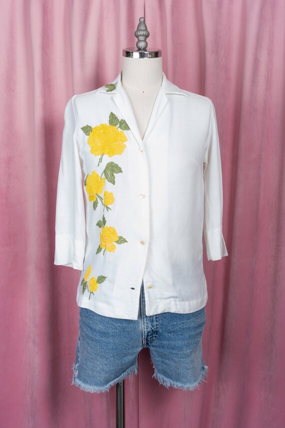 Beautiful 1950s Lady Manhattan White Button Down w