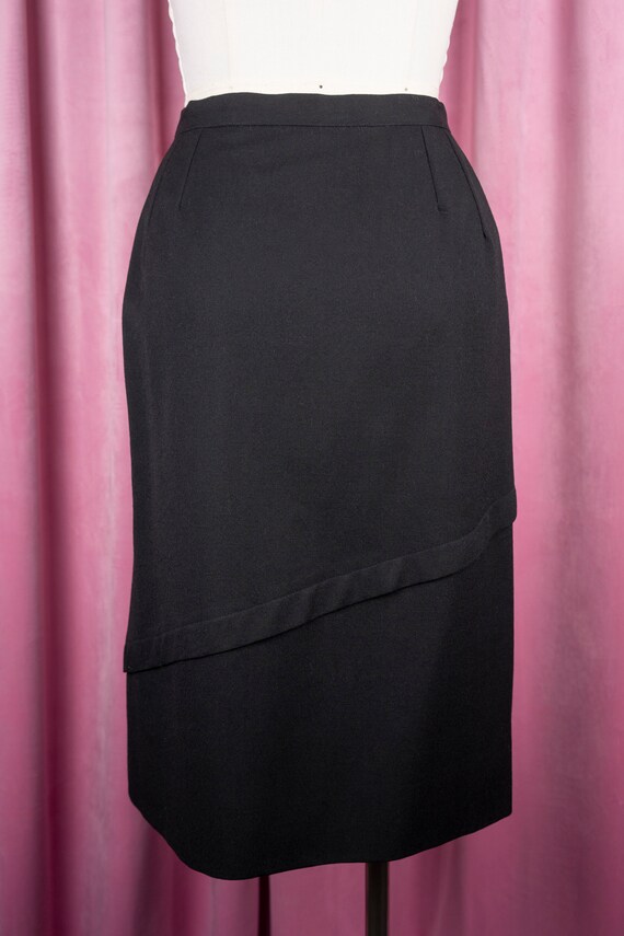 Vintage 1950s Nat Gordon Black Wool Wrap Skirt wi… - image 4