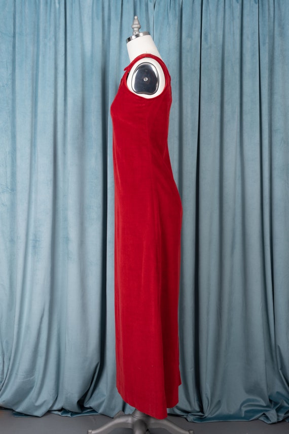 Gorgeous 1970s Red Velvet Full Length Jumper Dres… - image 7