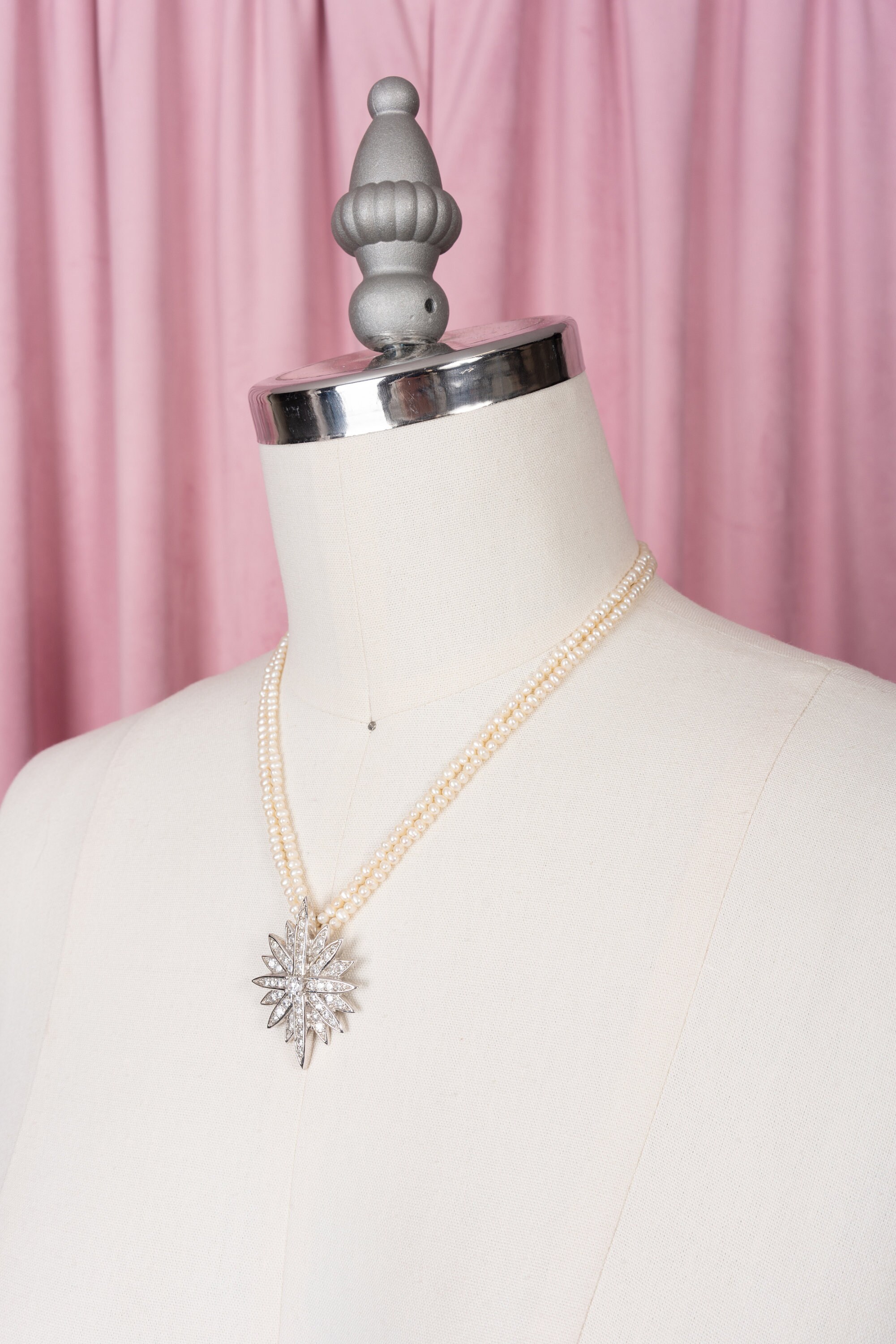 Vintage Double Strand Seed Pearl and Sterling Silver Necklace With ...