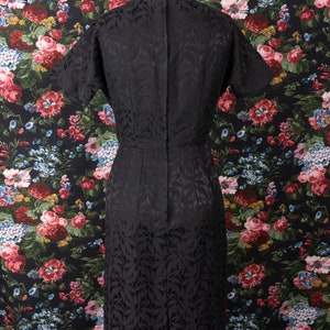 1960s Floral Print Jacquard Black Square Neck Day Dress by The Jones Girl image 5