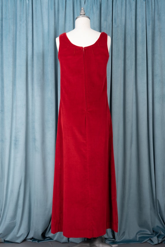 Gorgeous 1970s Red Velvet Full Length Jumper Dres… - image 5