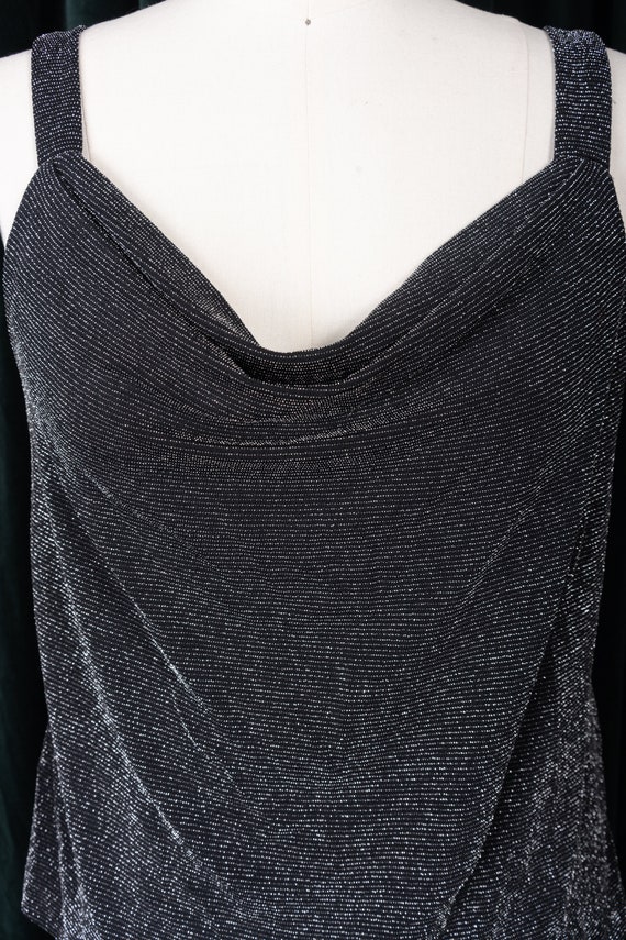 80s/90s Super Sparkly Silver and Black Stretchy T… - image 3