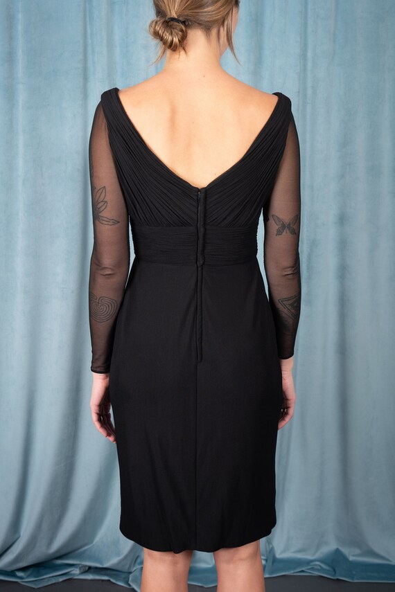 VICKY TIEL COUTURE Fine Black Jersey Mesh, Sheer-… - image 7