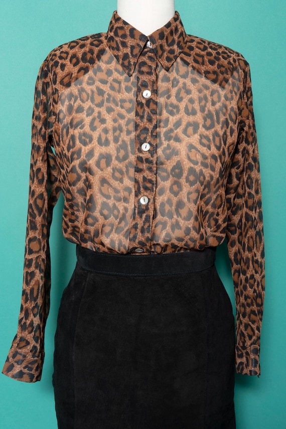 1980s Sheer Leopard Print Blouse by Rabbit Rabbit Rabbit Designs