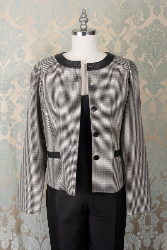 Pendleton Leather Trimmed Houndstooth Jacket - image 3