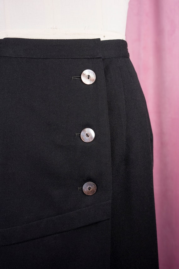 Vintage 1950s Nat Gordon Black Wool Wrap Skirt wi… - image 2