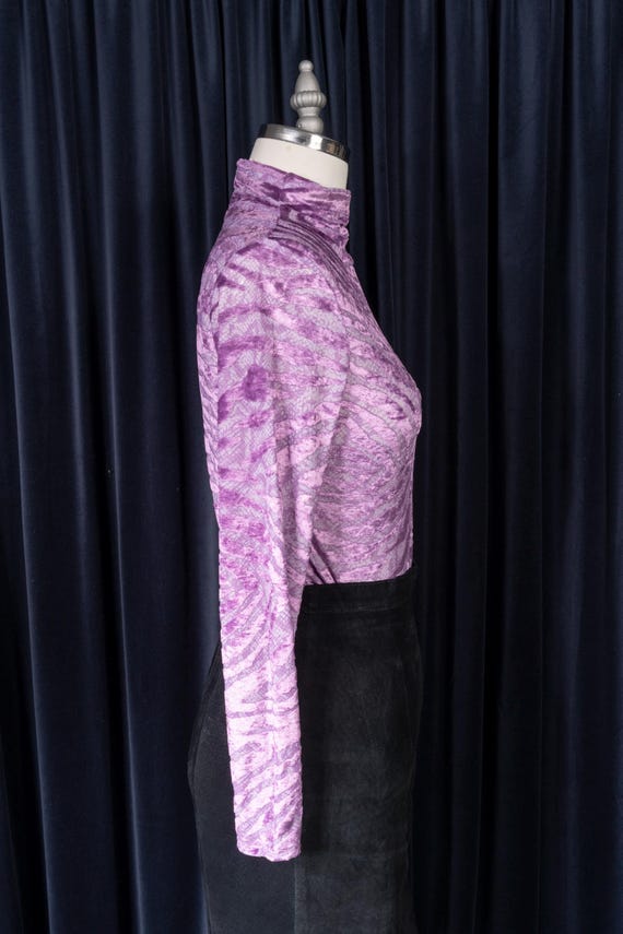 1990s Caché Lavender Zebra Stripe Burnout Velvet … - image 3