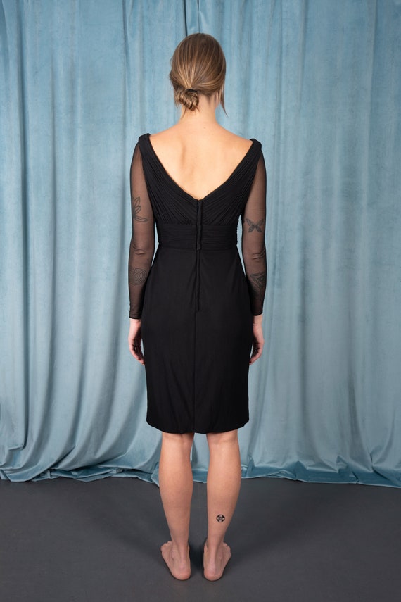VICKY TIEL COUTURE Fine Black Jersey Mesh, Sheer-… - image 6