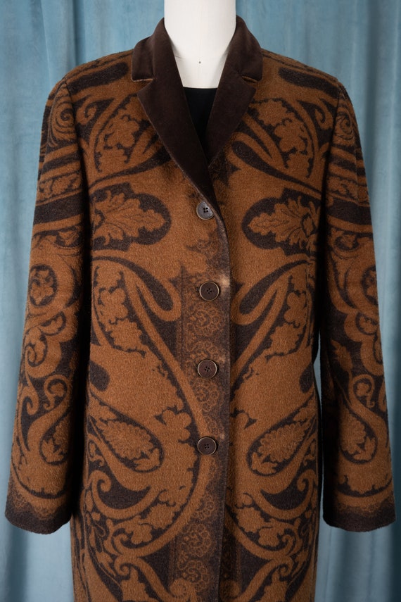90s ETRO Golden Brown Paisley Chesterfield-Style … - image 4