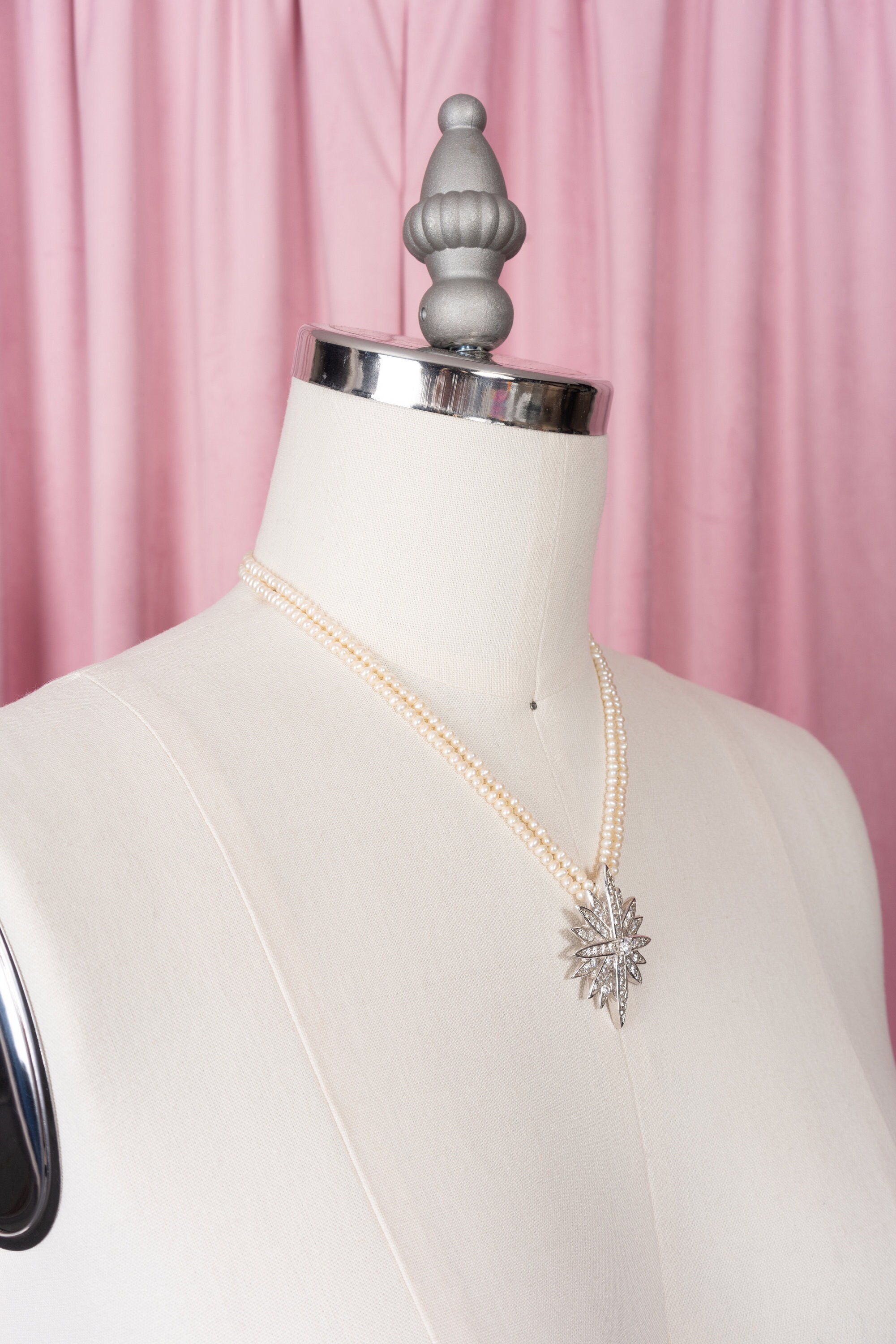 Vintage Double Strand Seed Pearl and Sterling Silver Necklace With ...