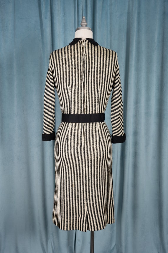 1950s Algo Original Black and Ivory Striped Wool … - image 4