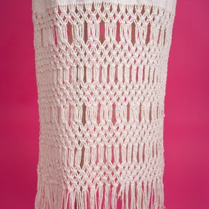 Incredible 1970s Handwoven Macramé Wedding Dress in Off-White Heavy Cotton M image 6