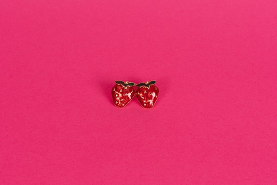 Vintage 80s AVON Strawberry Glazed Enamel Gold To… - image 2