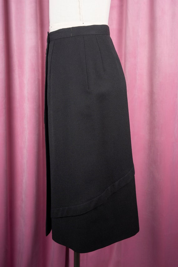 Vintage 1950s Nat Gordon Black Wool Wrap Skirt wi… - image 5