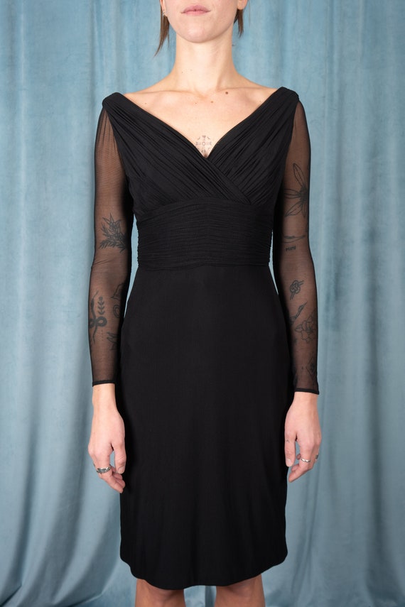 VICKY TIEL COUTURE Fine Black Jersey Mesh, Sheer-… - image 2