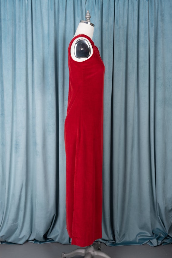 Gorgeous 1970s Red Velvet Full Length Jumper Dres… - image 4