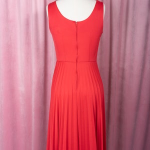 Vintage 1970s Tomato Red Polyester Perma Pleat Tank Dress image 5