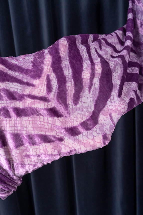 1990s Caché Lavender Zebra Stripe Burnout Velvet … - image 7