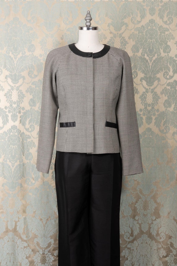 Pendleton Leather Trimmed Houndstooth Jacket - image 1