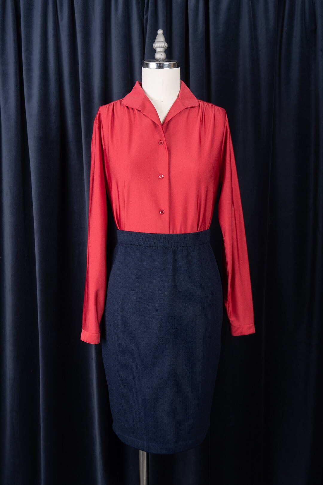 Vintage 1970s Ship 'N Shore Ruby Red Shiny Qiana Nylon Button-front Top ...