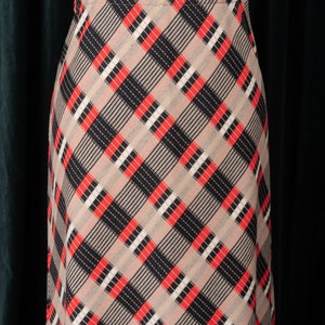 1970s Stretchy Diagonal Plaid Maxi Skirt with Elastic Waist immagine 3