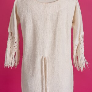 Incredible 1970s Handwoven Macramé Wedding Dress in Off-White Heavy Cotton M image 8