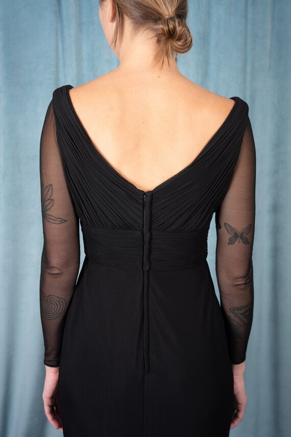VICKY TIEL COUTURE Fine Black Jersey Mesh, Sheer-… - image 8
